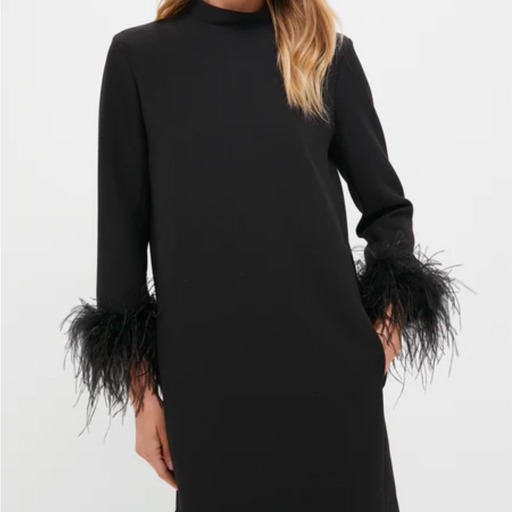 Tuckernuck Black Mod Ellie Long Sleeve Dress with Feather Cuffs